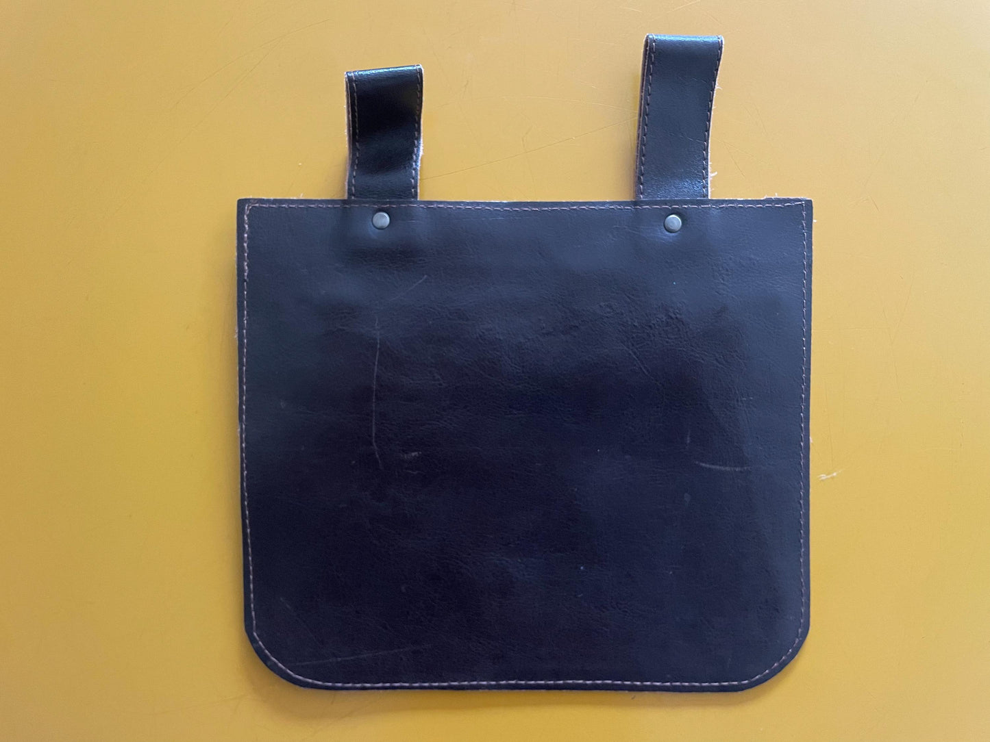 Festival tasje VanStoel #345 Bruin op geel en bruine rits | Donkerbruin