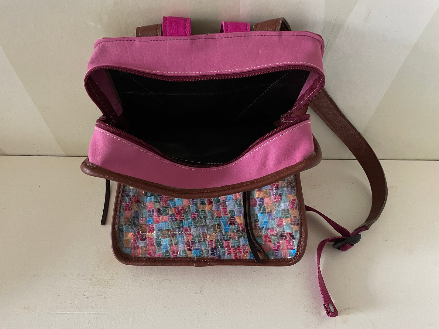 Leren Rugzak VanStoel#330 MULTICOLOR PATCHWORK | Handgemaakt van HERGEBRUIKT leer | duurzaam is beter