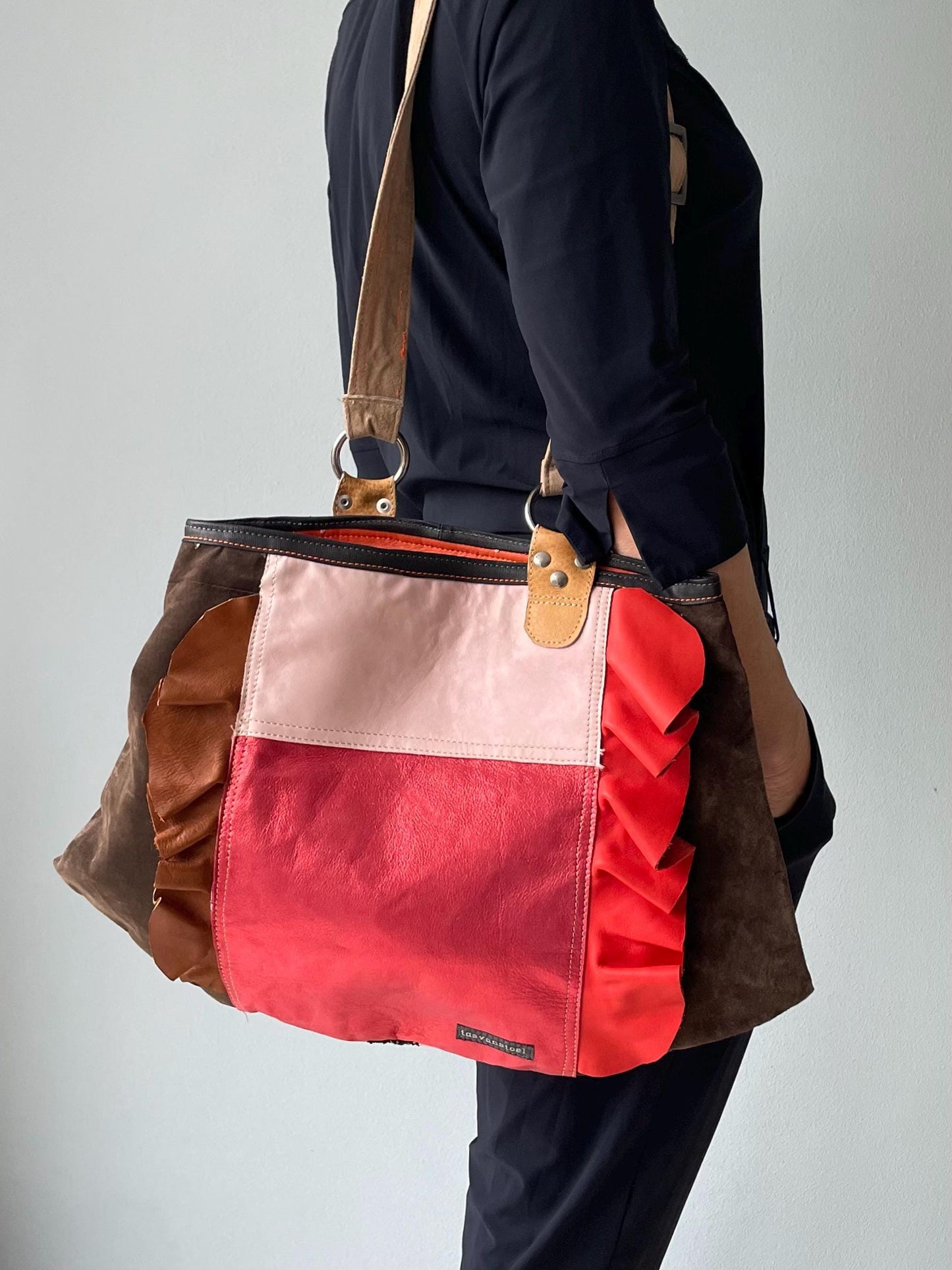 Patchwork Schoudertas van Leer VanStoel#176 MULTICOLOR