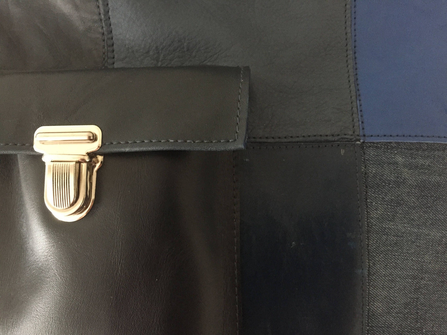 Patchwork Tas van Leer VanStoel#216 BLAUW