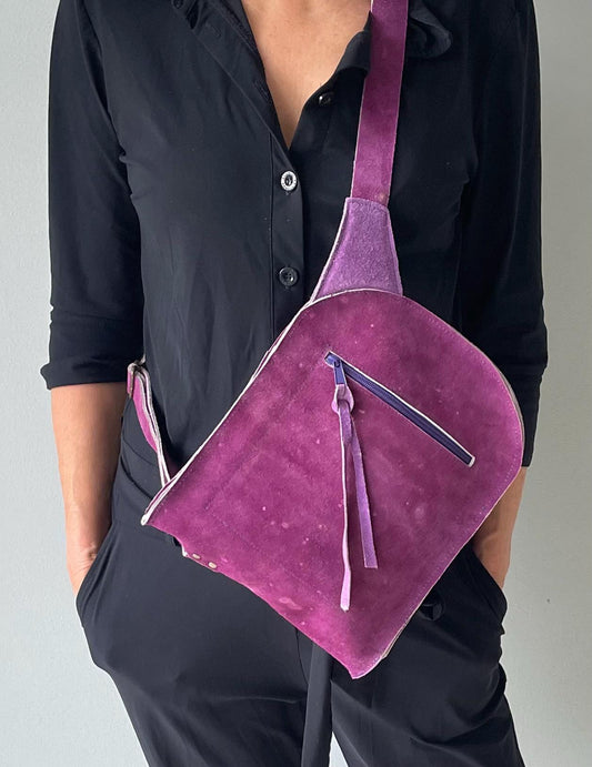 Leren Buiktas VanStoel#333 Paars | Handgemaakt van HERGEBRUIKT leer | duurzaam is beter