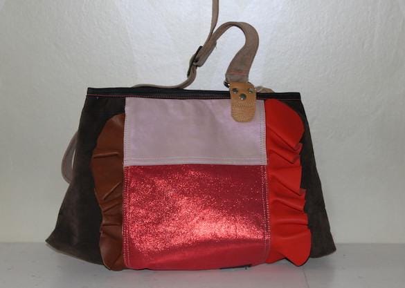 Patchwork Schoudertas van Leer VanStoel#176 MULTICOLOR