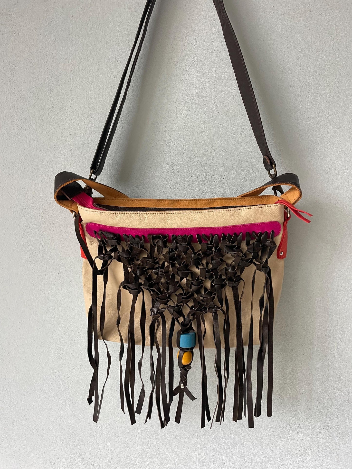 Schoudertas van Leer VanStoel#278 BEIGE | Handgemaakt van HERGEBRUIKT leer | duurzaam is beter