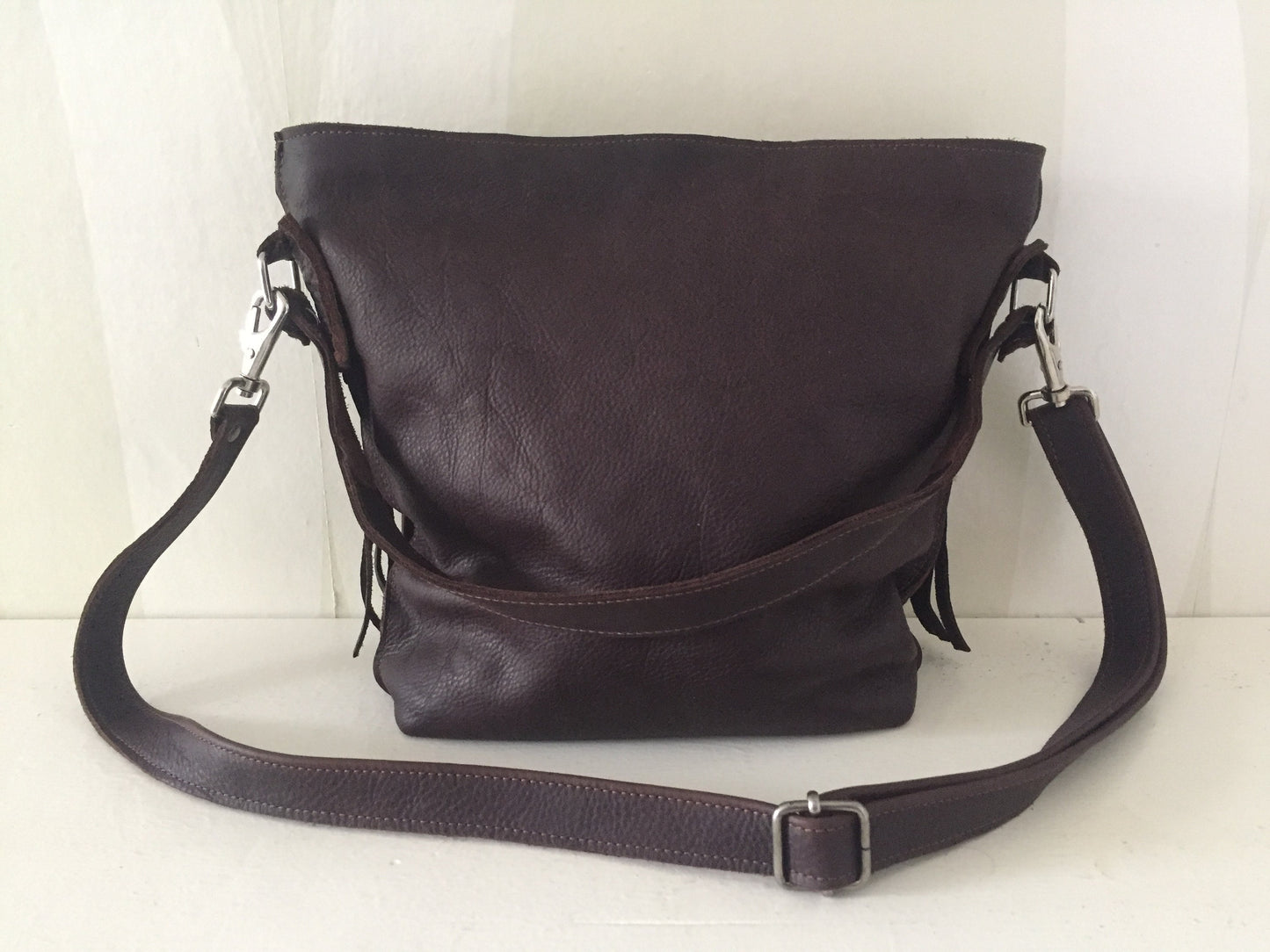 Schoudertas van Leer VanStoel#292 DONKER BRUIN | Handgemaakt van HERGEBRUIKT leer | duurzaam is beter