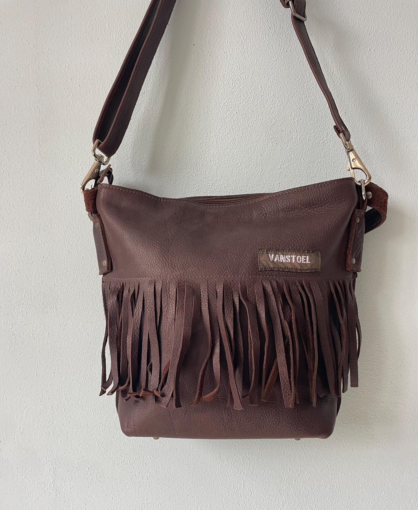 Schoudertas van Leer VanStoel#292 DONKER BRUIN | Handgemaakt van HERGEBRUIKT leer | duurzaam is beter