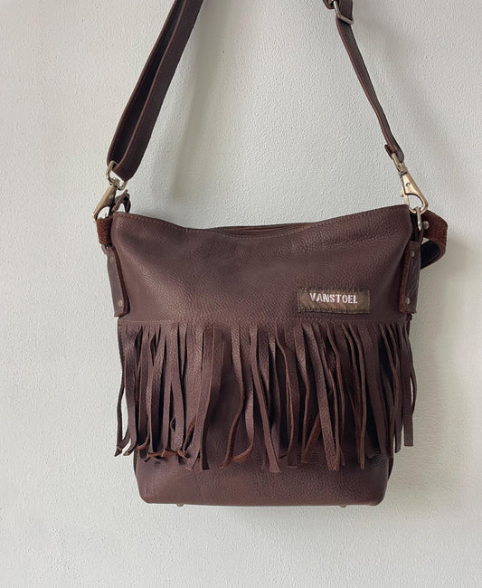 Schoudertas van Leer VanStoel#292 DONKER BRUIN | Handgemaakt van HERGEBRUIKT leer | duurzaam is beter