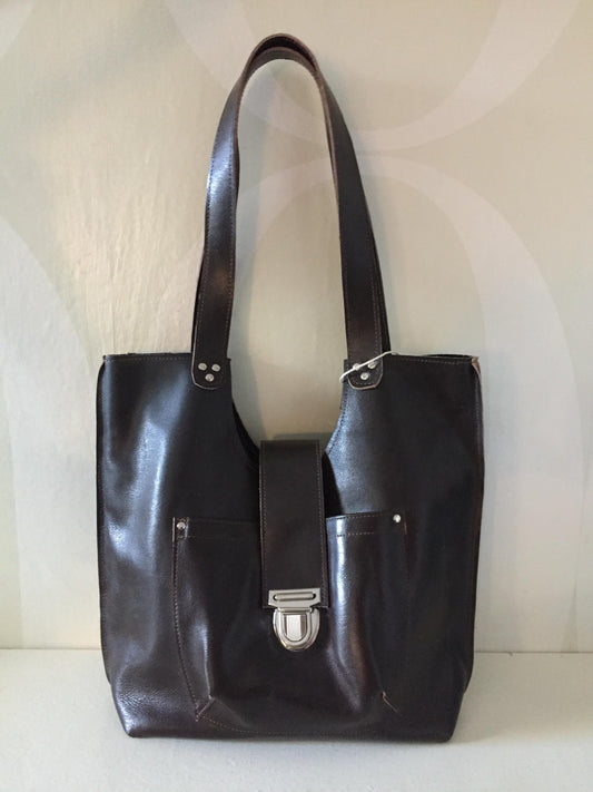 Schoudertas van Leer VanStoel#264 DONKER BRUIN