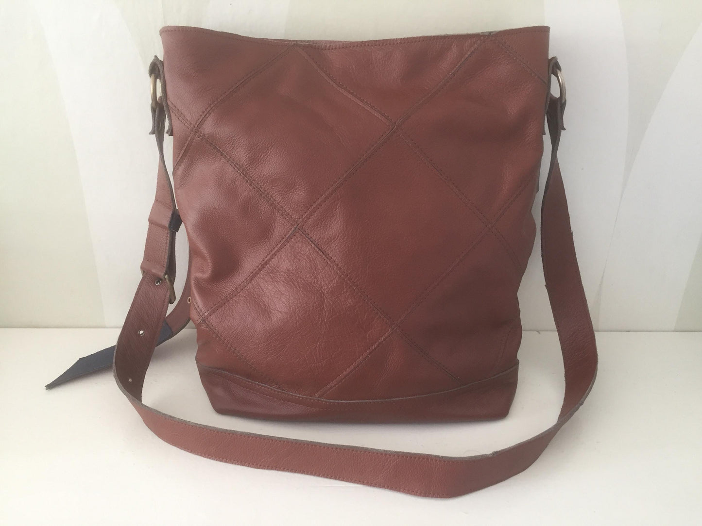 Patchwork Ruit Shopper van Leer VanStoel#258 BRUIN