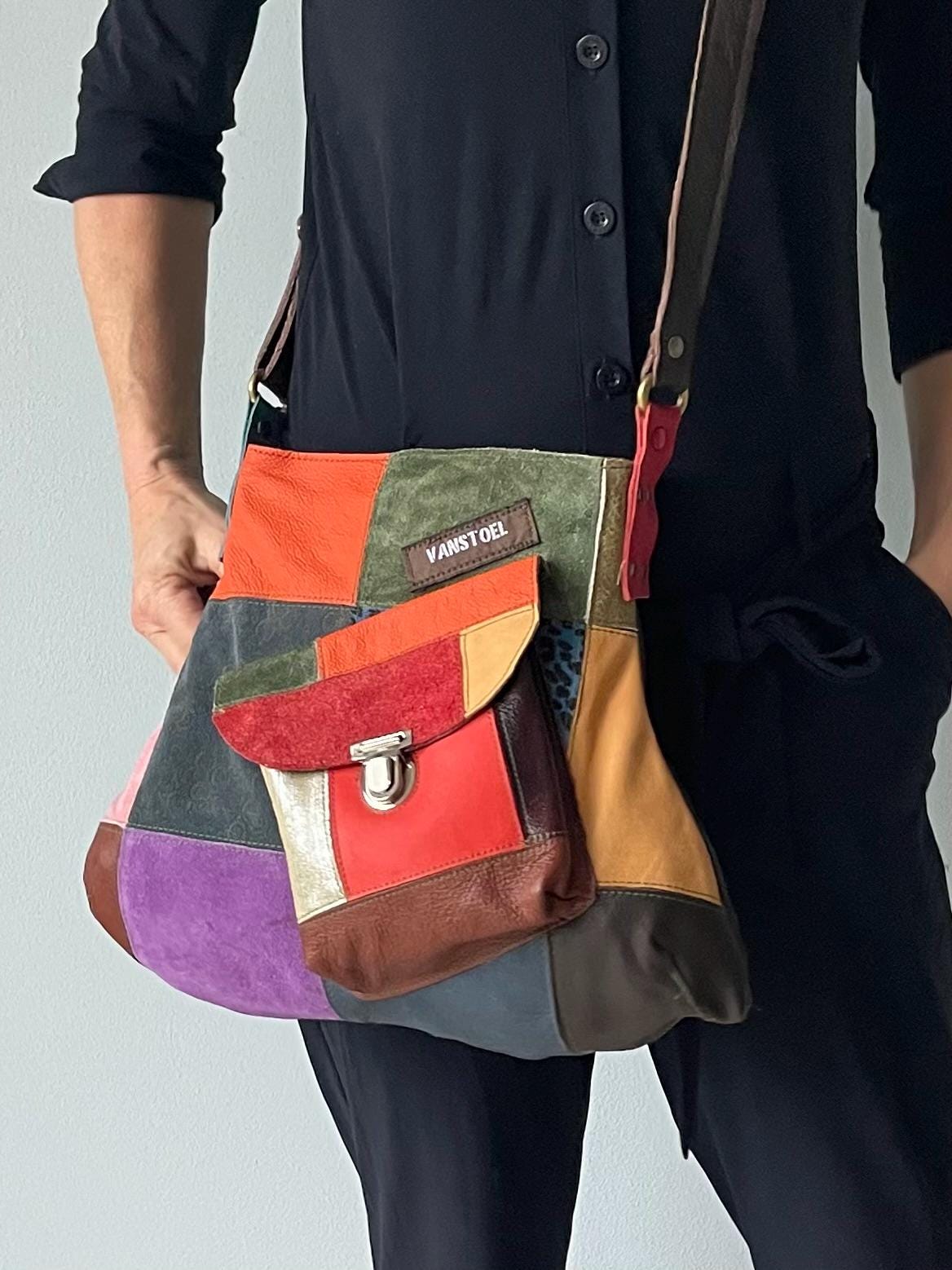 Patchwork Schoudertas van Leer VanStoel#321 MULTI COLOR