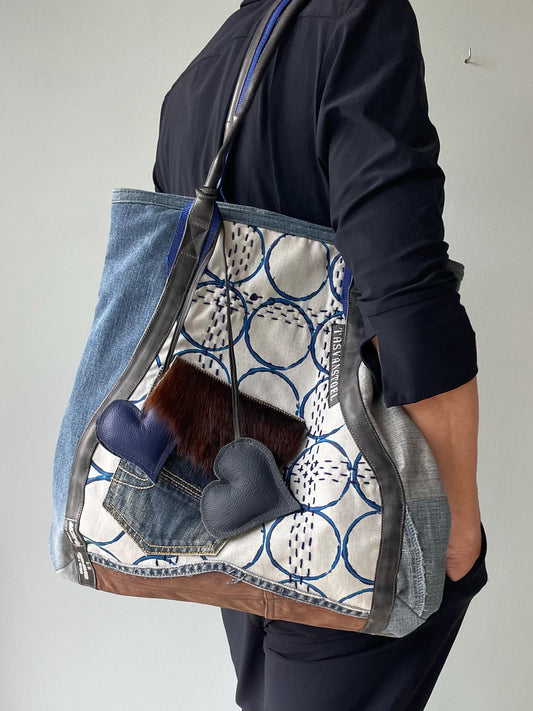 Denim Patchwork Shopper VanStoel#189 BLAUW