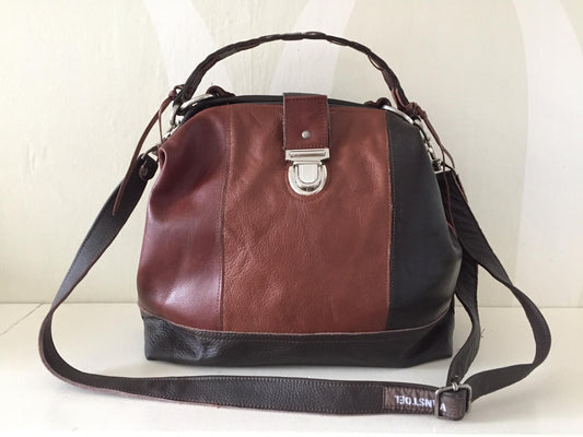 Bruin patchwork Beugeltas VanStoel#301