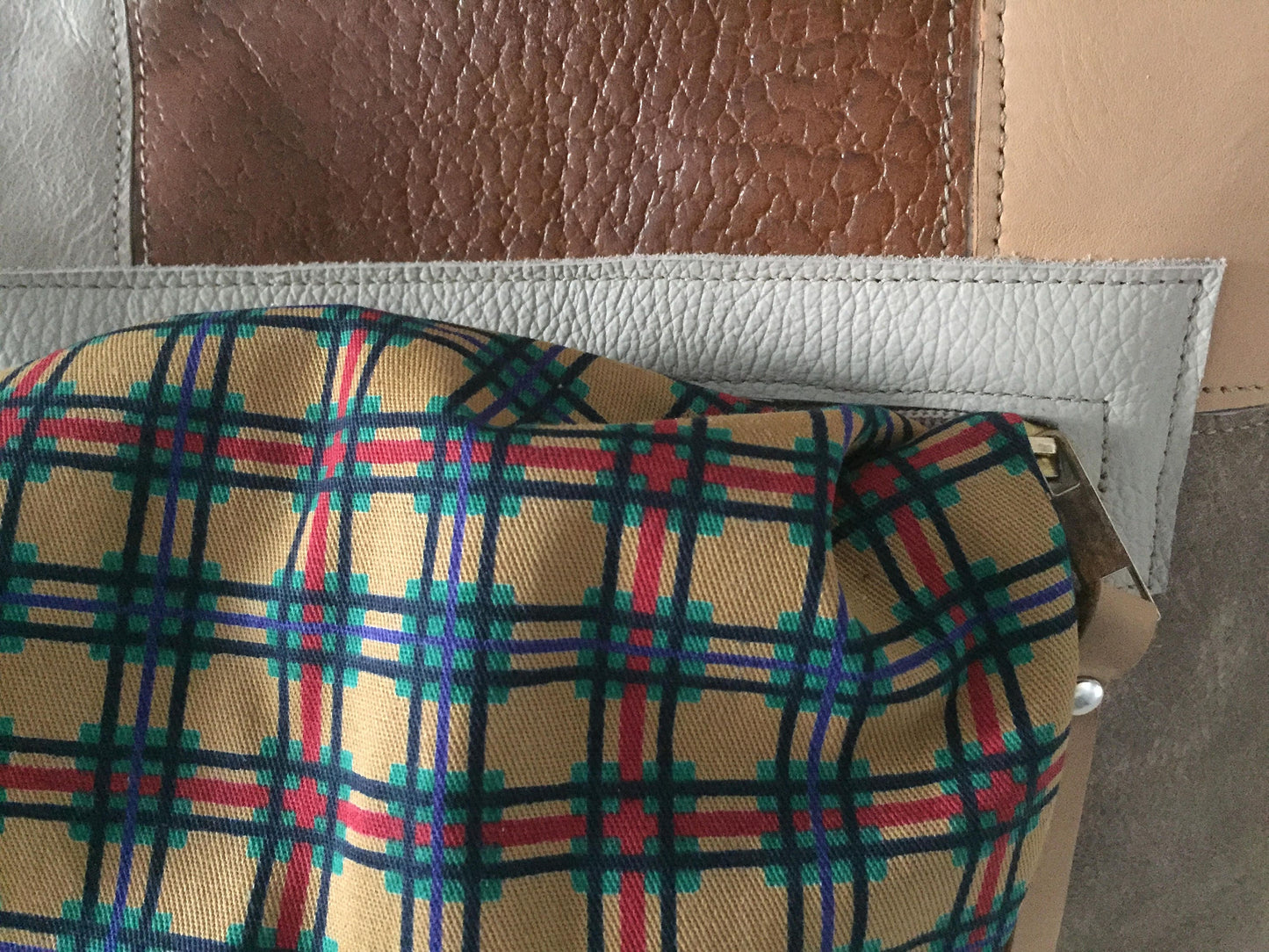 Patchwork Schoudertas van Leer VanStoel#224 BRUIN BEIGE