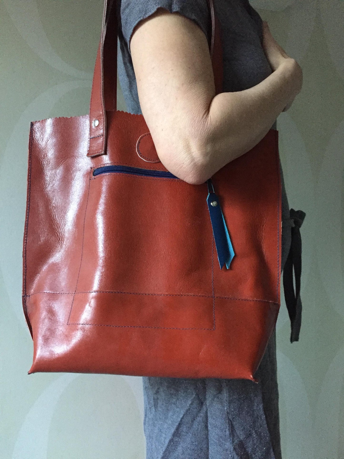 Stevige Shopper van Leer VanStoel#271 ROESTBRUIN | Handgemaakt van HERGEBRUIKT leer