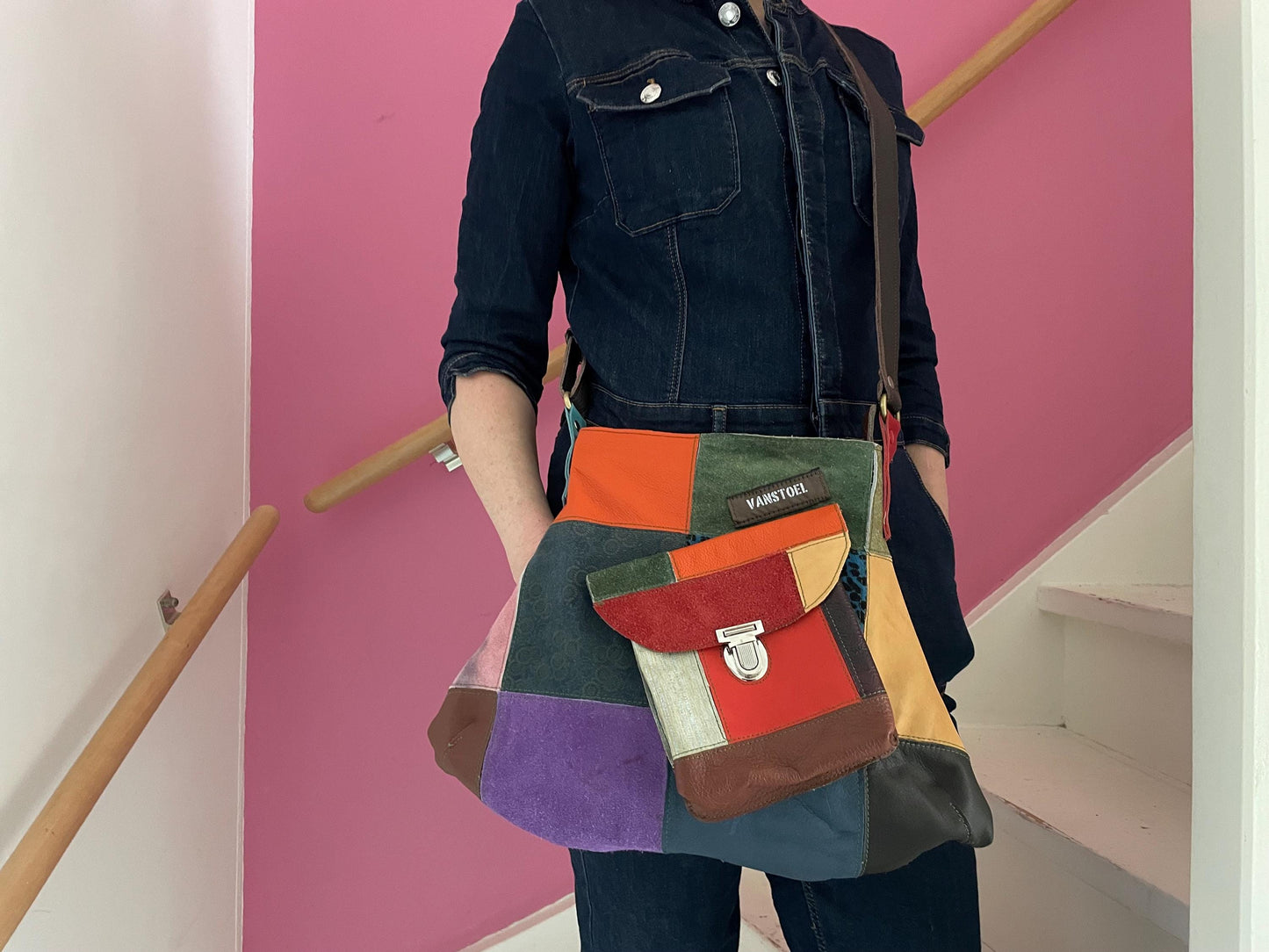 Patchwork Schoudertas van Leer VanStoel#321 MULTI COLOR