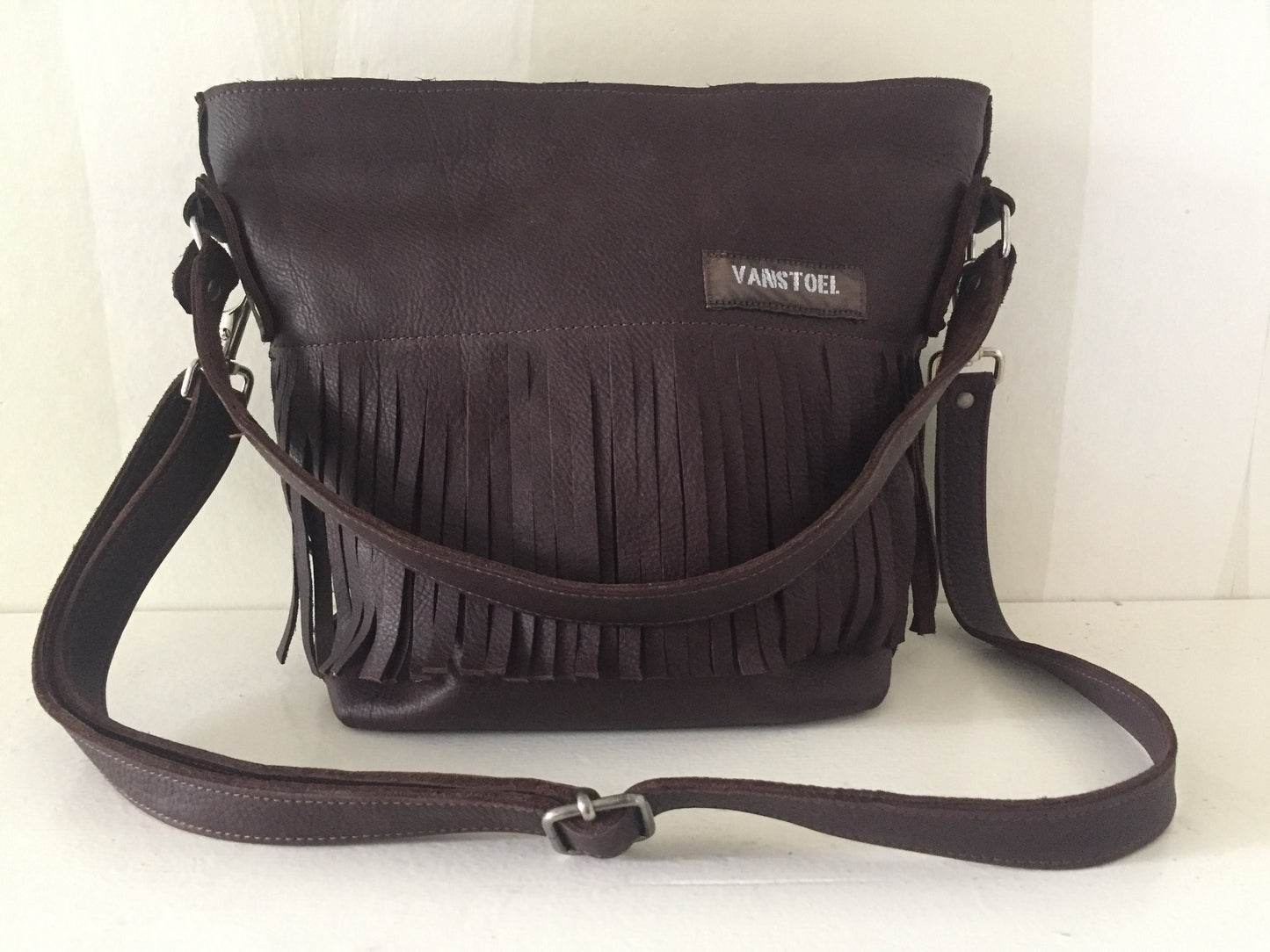 Schoudertas van Leer VanStoel#292 DONKER BRUIN | Handgemaakt van HERGEBRUIKT leer | duurzaam is beter