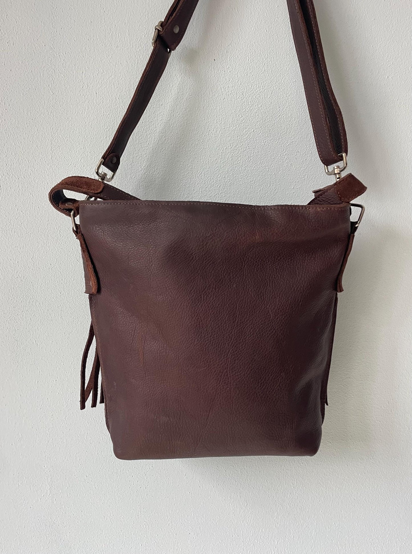Schoudertas van Leer VanStoel#292 DONKER BRUIN | Handgemaakt van HERGEBRUIKT leer | duurzaam is beter