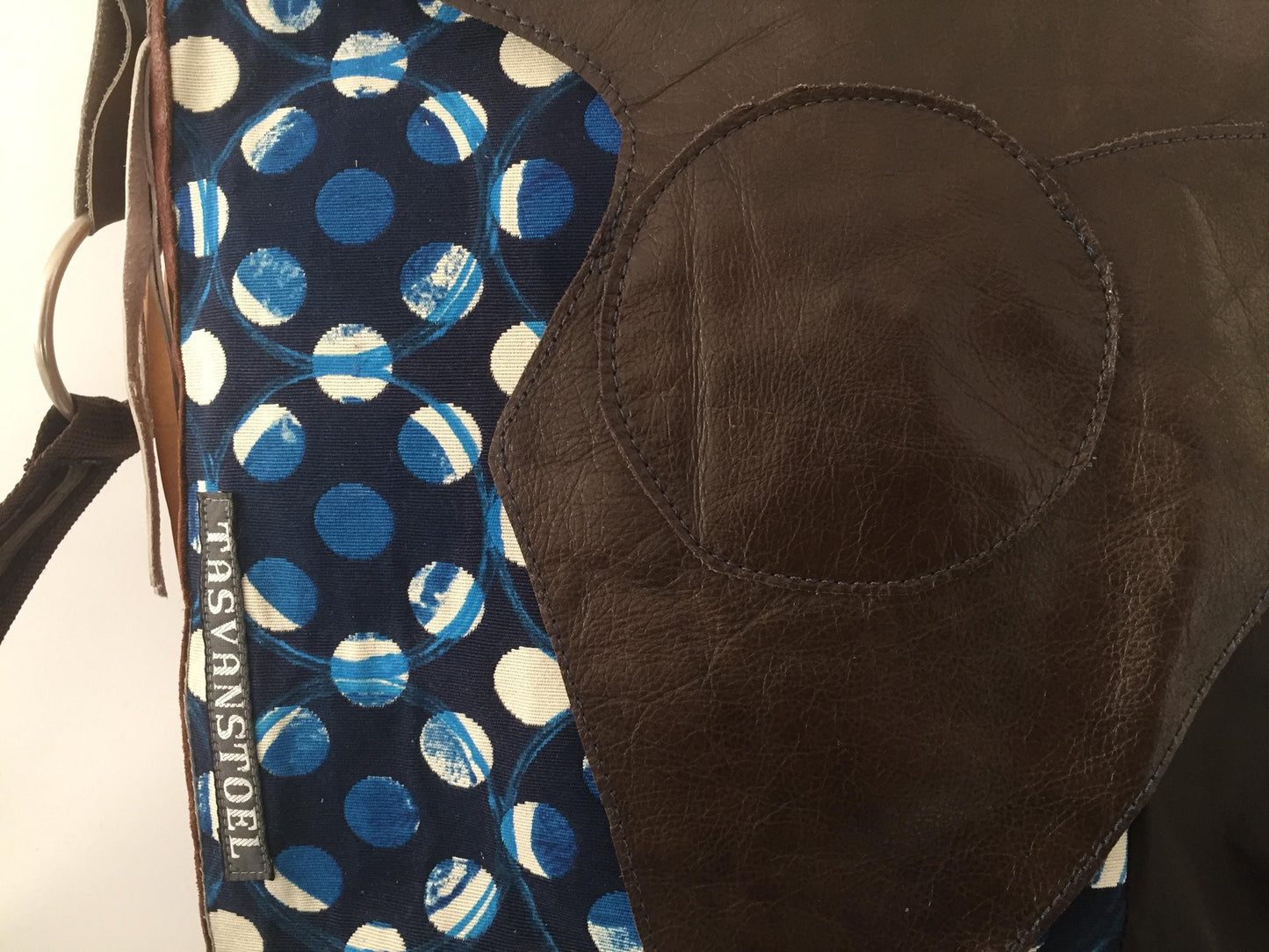 Denim Schoudertas met Leer VanStoel#170 BRUIN BLAUW