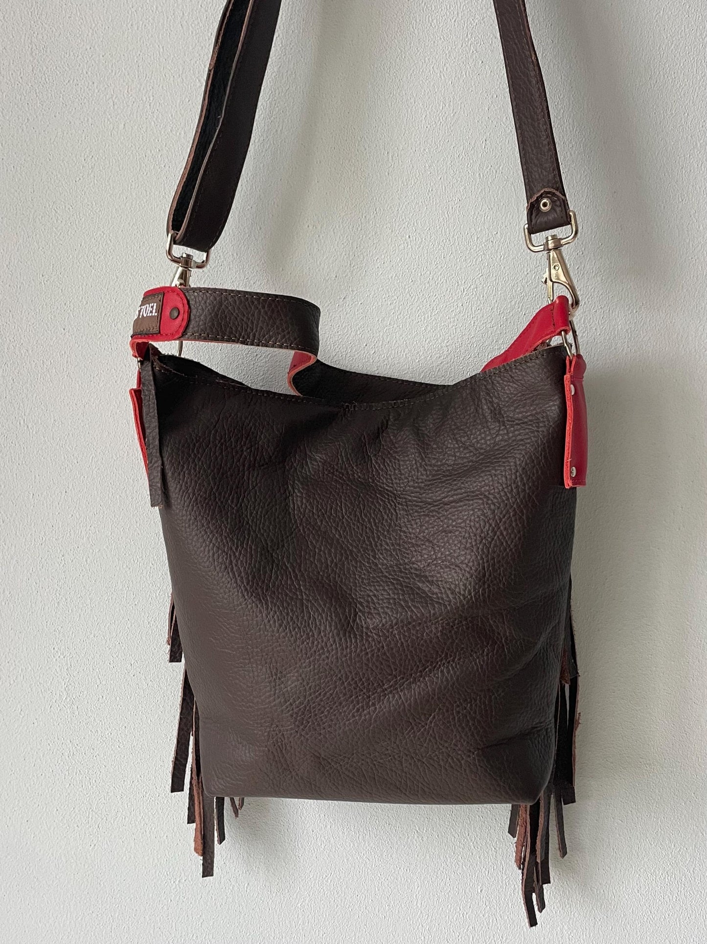 Schoudertas van Leer VanStoel#277 DONKER BRUIN | Handgemaakt van HERGEBRUIKT leer | duurzaam is beter