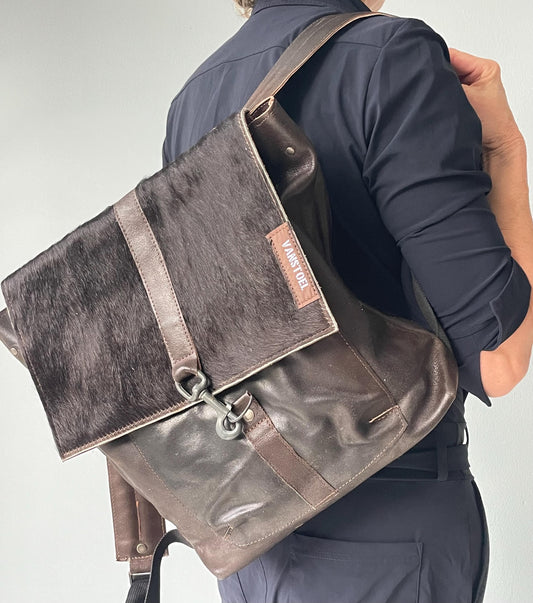 Leren Rugzak VanStoel#344 DONKER BRUIN | Handgemaakt van HERGEBRUIKT leer | duurzaam is beter