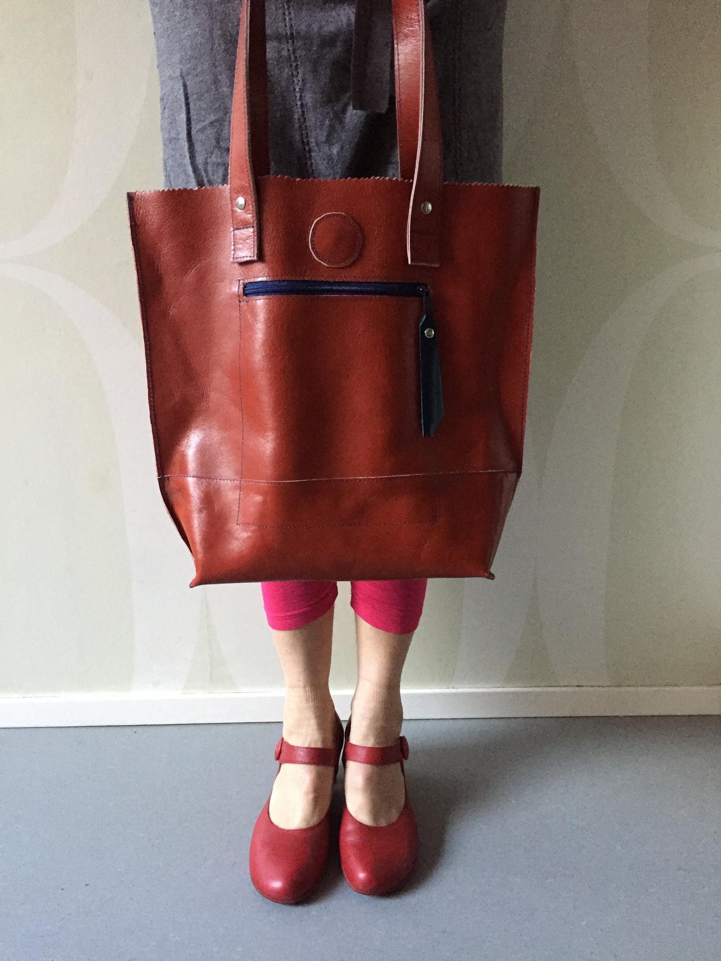 Stevige Shopper van Leer VanStoel#271 ROESTBRUIN | Handgemaakt van HERGEBRUIKT leer