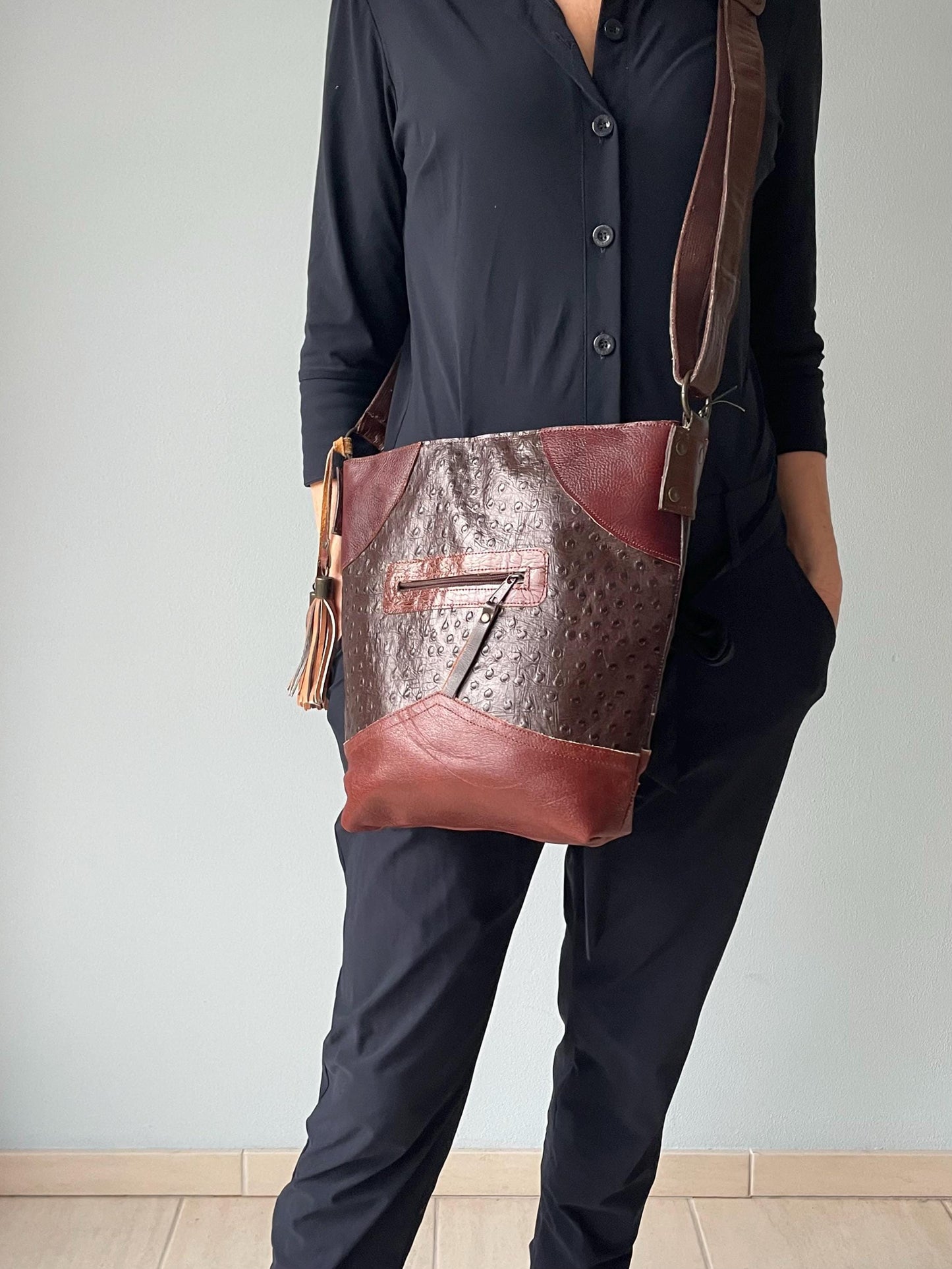 Leren Tas met Voorvak VanStoel#197 BRUIN