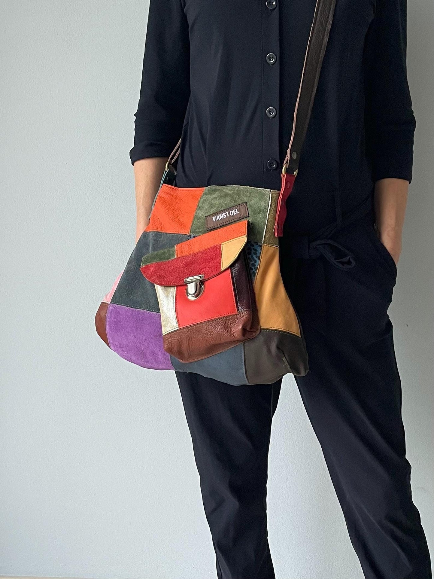 Patchwork Schoudertas van Leer VanStoel#321 MULTI COLOR