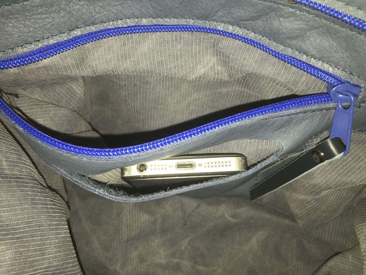 Patchwork Tas van Leer VanStoel#216 BLAUW