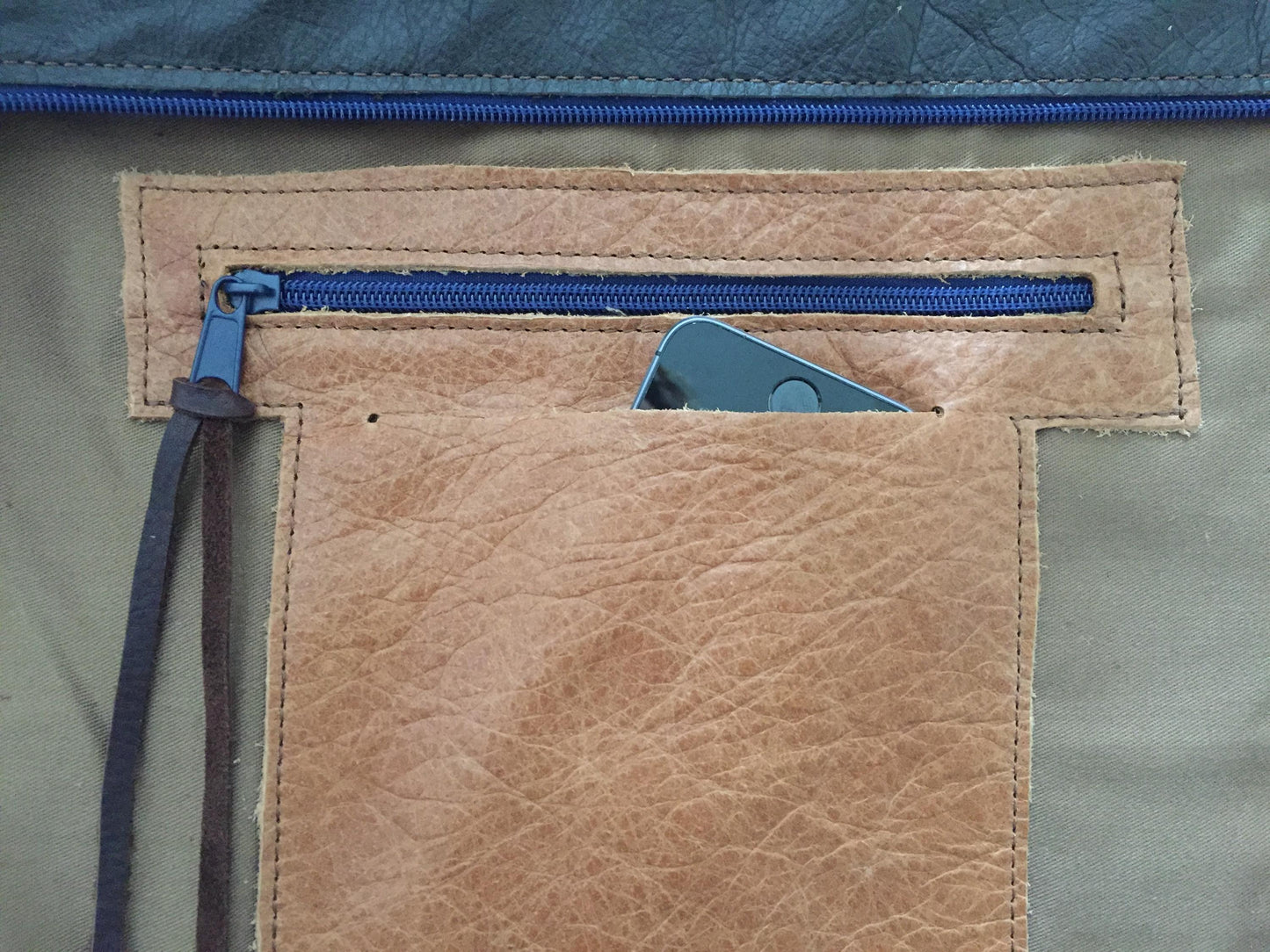 Shopper van Denim en Leer VanStoel#262 BLAUW BRUIN