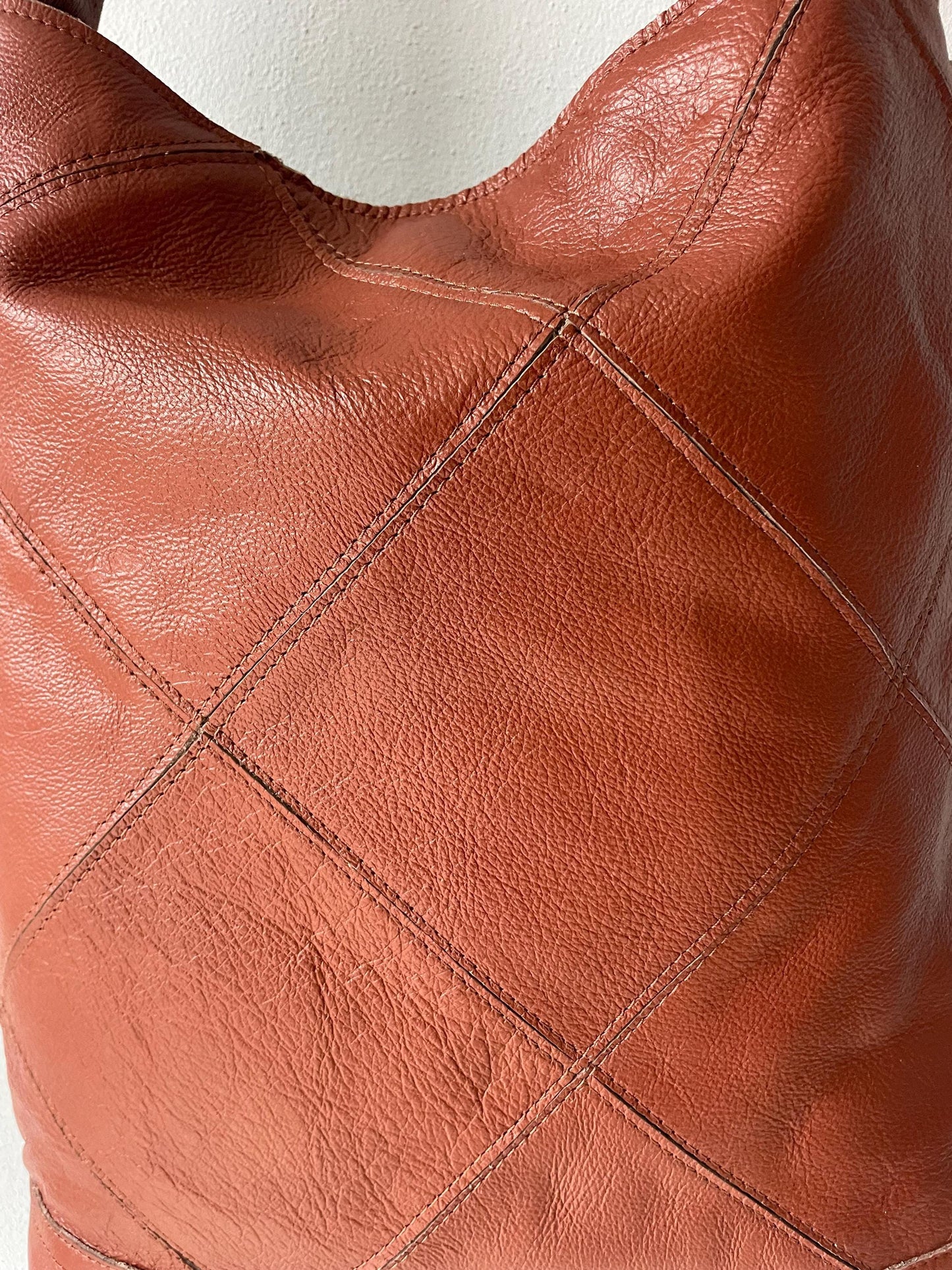 Patchwork Ruit Shopper van Leer VanStoel#258 BRUIN