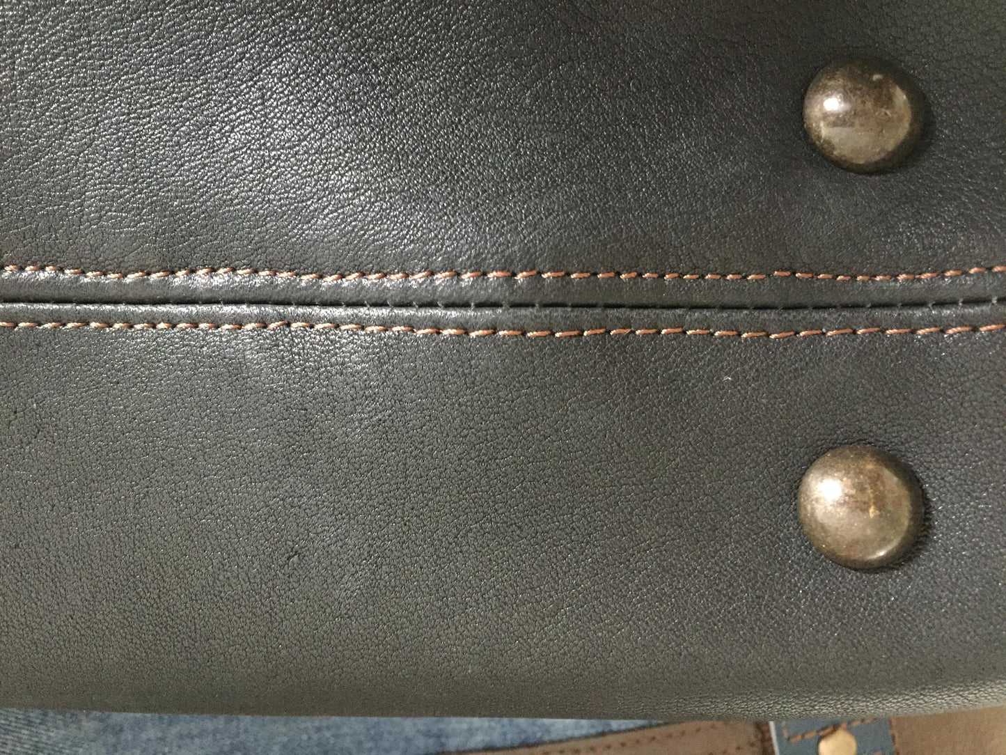 Shopper van Denim en Leer VanStoel#262 BLAUW BRUIN