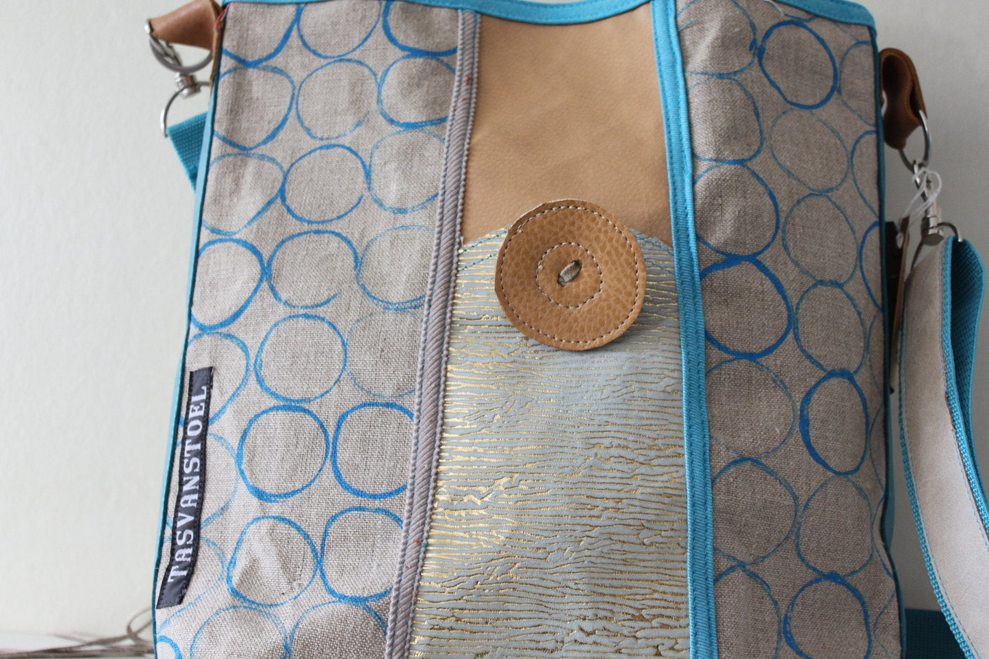 Stevige Linnen Tas met Leer VanStoel#160