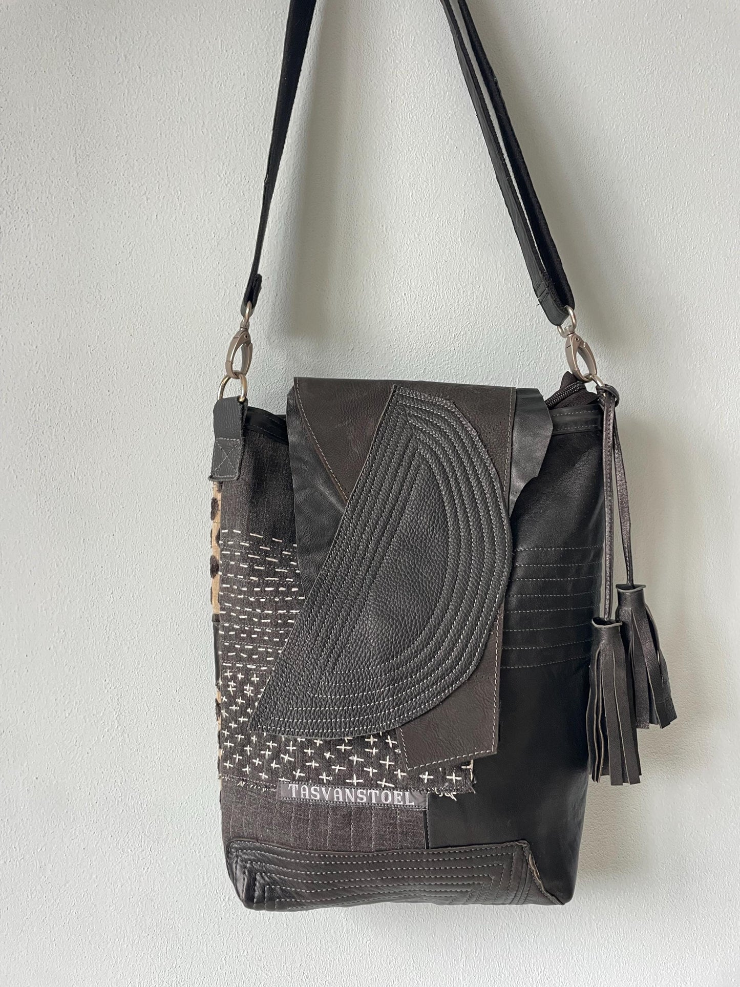 Patchwork Tas van Denim en Leer VanStoel#237