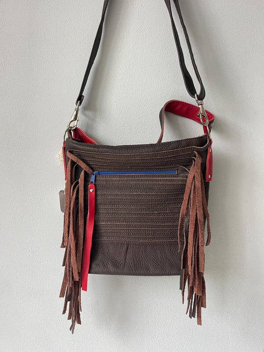 Schoudertas van Leer VanStoel#277 DONKER BRUIN | Handgemaakt van HERGEBRUIKT leer | duurzaam is beter