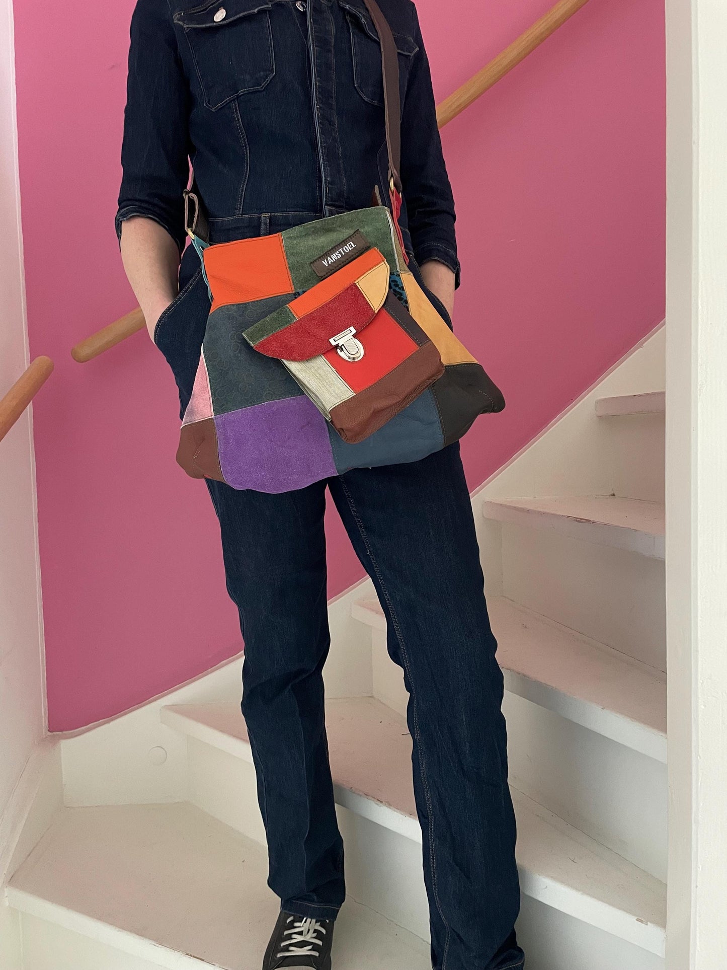 Patchwork Schoudertas van Leer VanStoel#321 MULTI COLOR