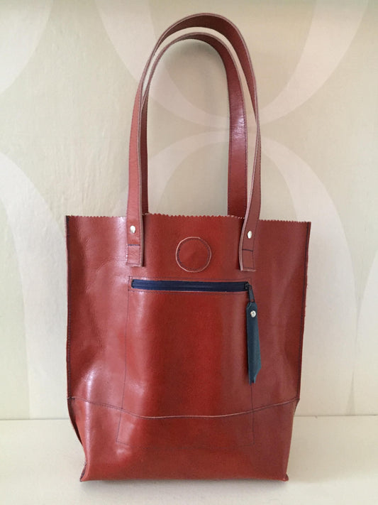 Stevige Shopper van Leer VanStoel#271 ROESTBRUIN | Handgemaakt van HERGEBRUIKT leer