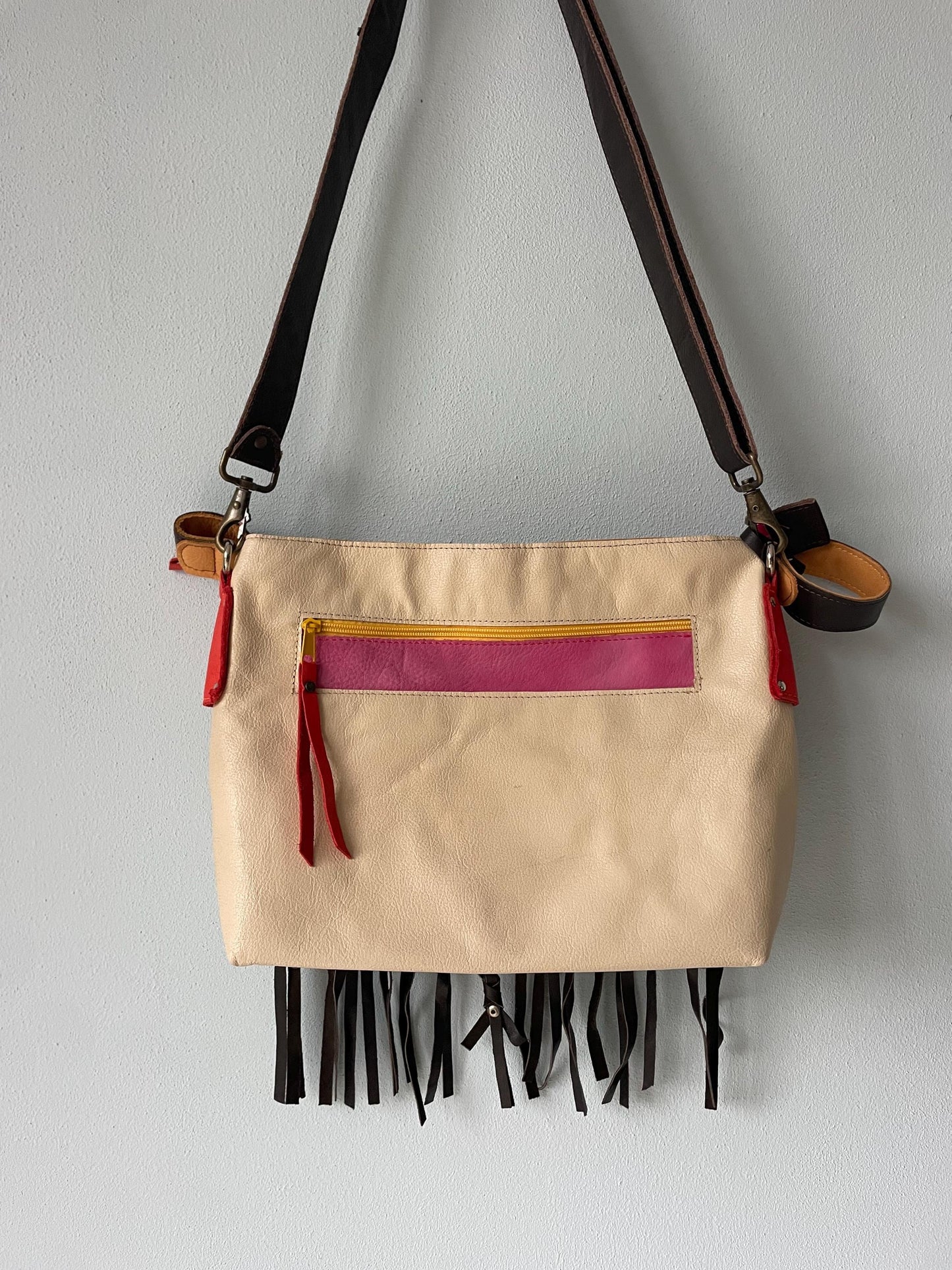 Schoudertas van Leer VanStoel#278 BEIGE | Handgemaakt van HERGEBRUIKT leer | duurzaam is beter