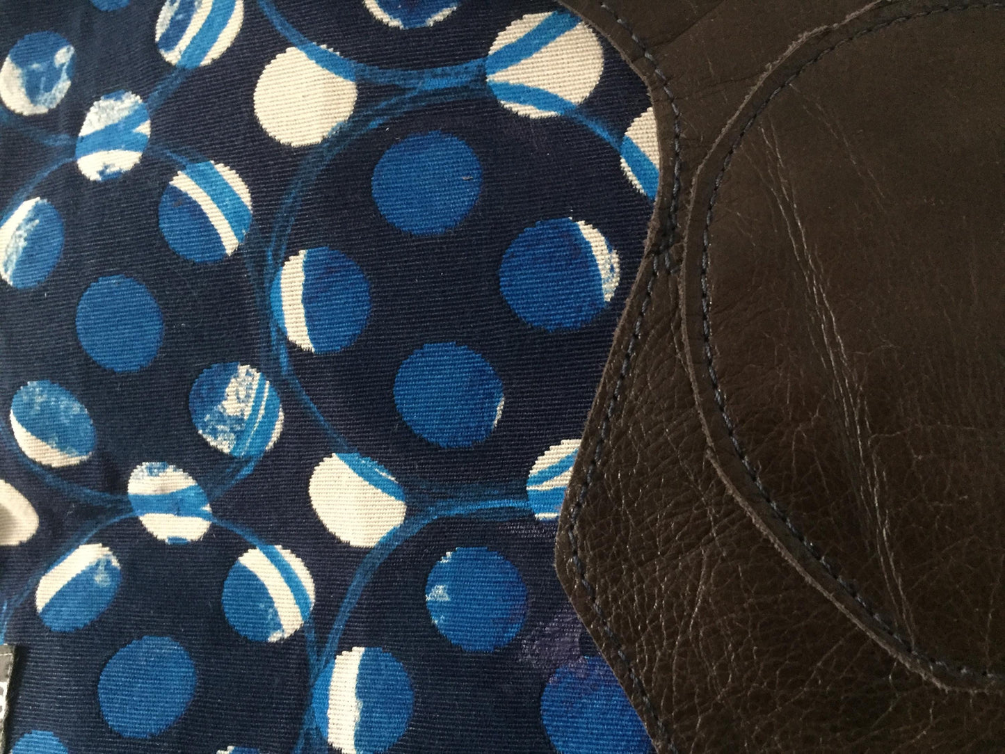 Denim Schoudertas met Leer VanStoel#170 BRUIN BLAUW