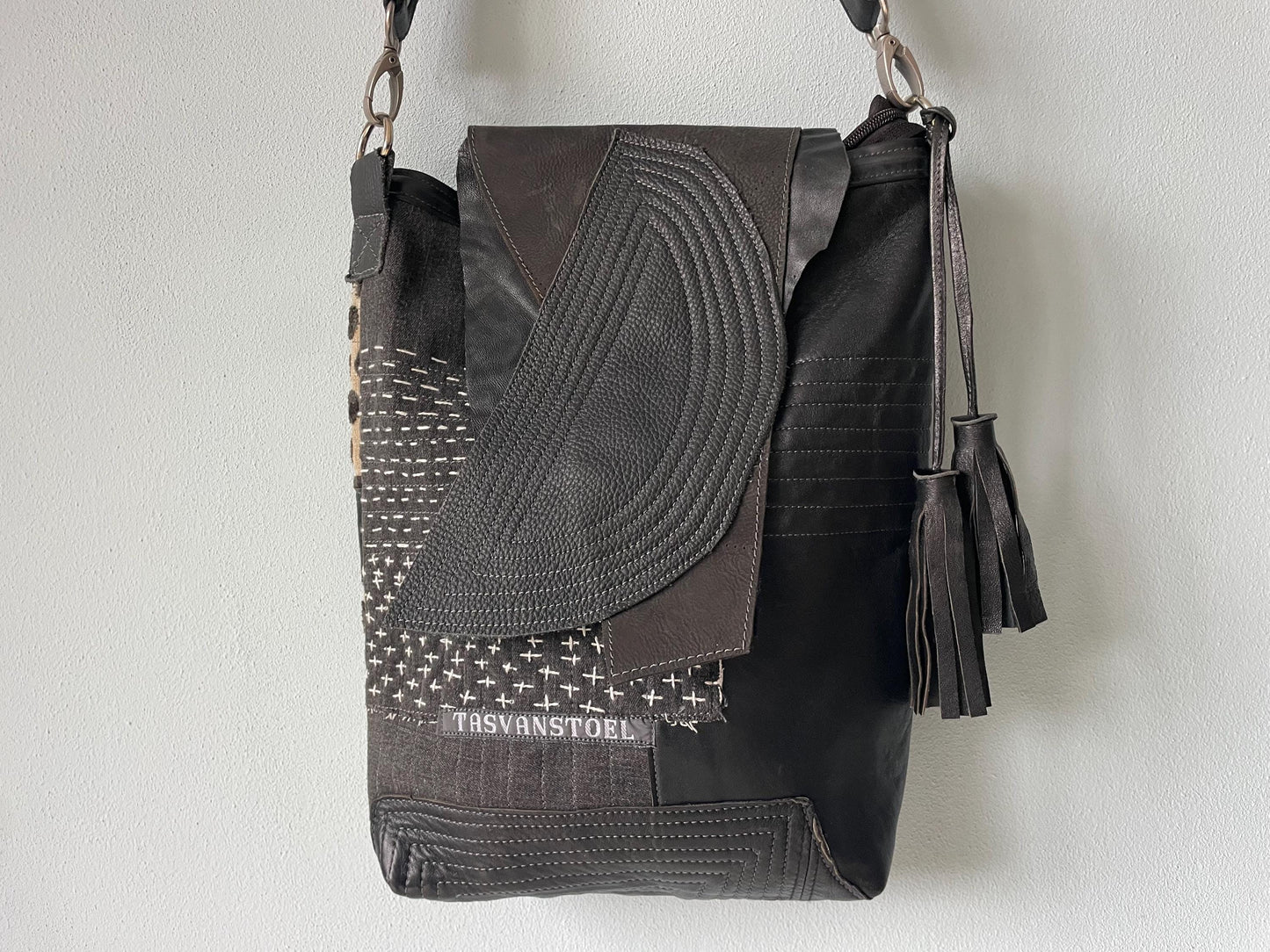 Patchwork Tas van Denim en Leer VanStoel#237