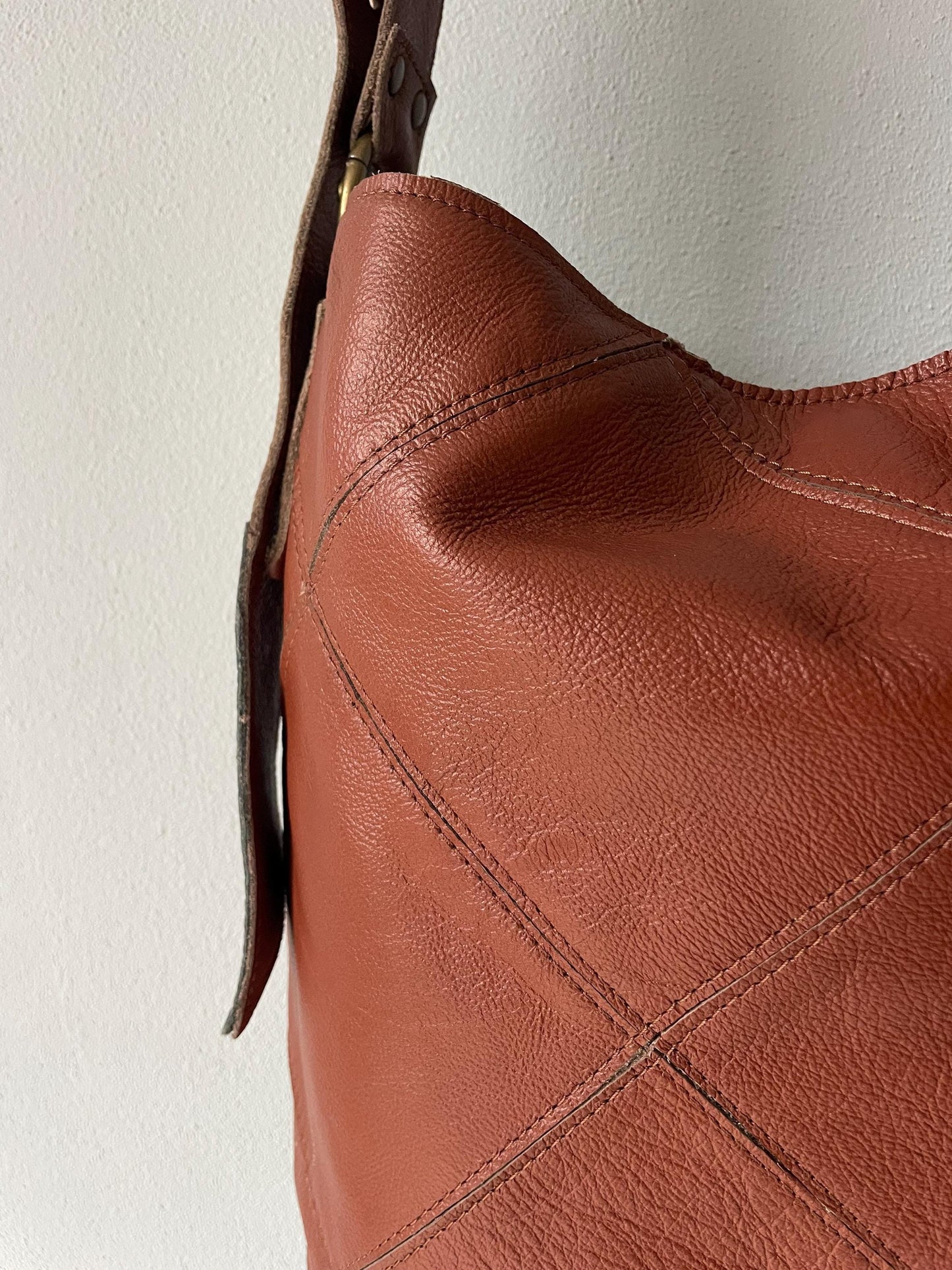 Patchwork Ruit Shopper van Leer VanStoel#258 BRUIN