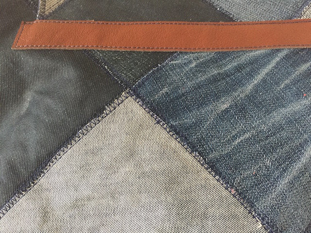 Patchwork Schoudertas van Denim en Leer VanStoel#251 BLAUW BRUIN