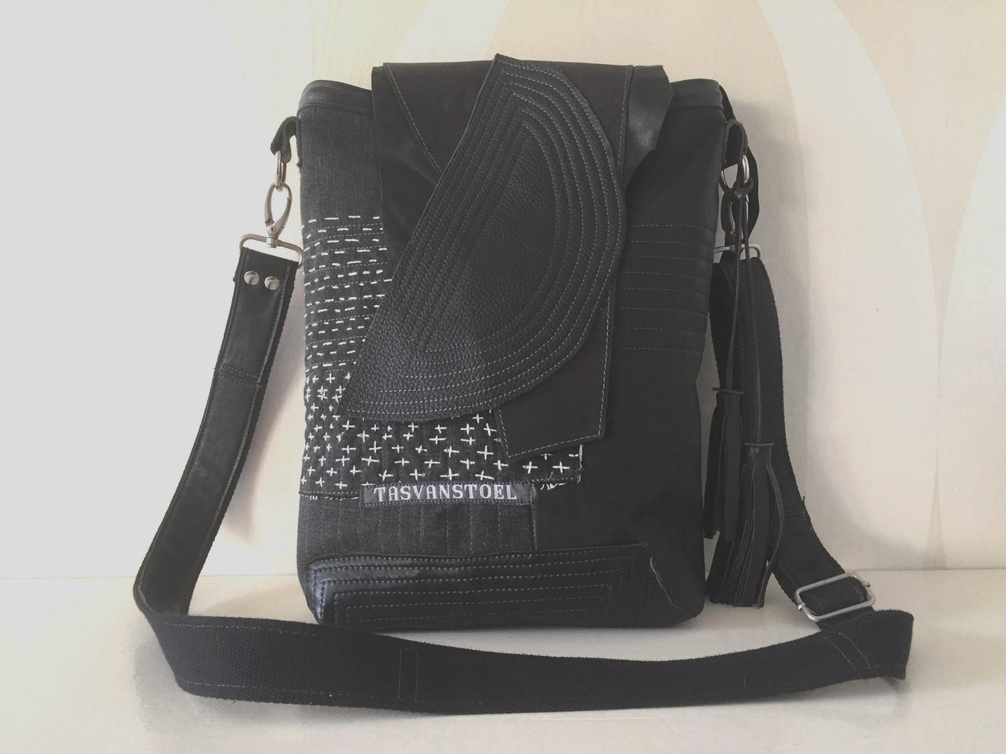 Patchwork Tas van Denim en Leer VanStoel#237